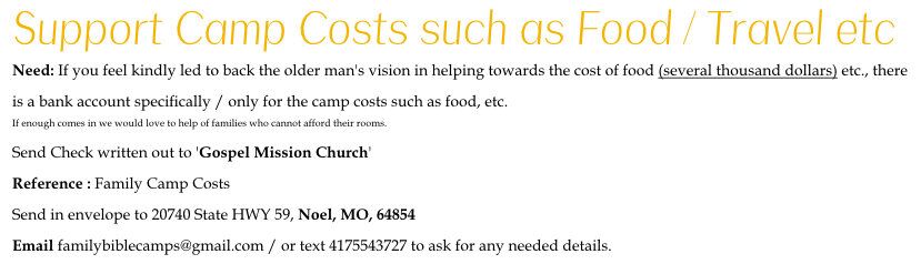 Support Christian Camp Costs